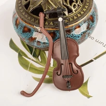 Miniature Violin Model - Perfect Instrument Model Toy For House Decoration, Diy Crafts, Stage Construction And More! - Brown - View 3