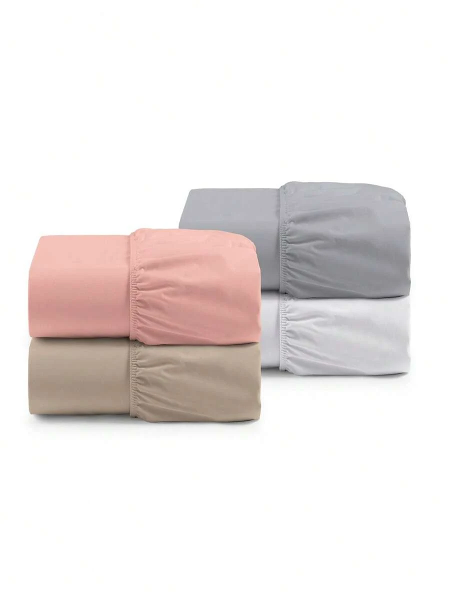 Queen Size Bed Sheet, Velvety Touch, 400 Thread Count, Plain Color, 1 Piece - 白色 - 查看 1