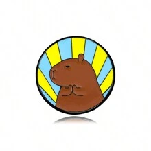 Cartoon Capybara Cute Enamel Pins Women Men's Brooches for Clothes Metal Badges Lapel Pins for Backpack Decorations - Orange - View 7