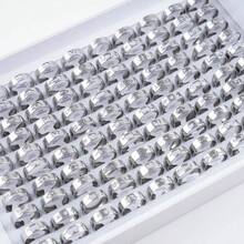 20入組/包時尚簡約不鏽鋼多色葉子、花朵和心形設計中空戒指。男女適用的日常配戴、派對和贈禮