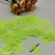 100 個/包黃色 3d 發光星星牆貼,在黑暗中發光,星星貼花