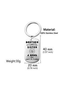 1件兄妹手工鍊金屬狗牌鑰匙扣首飾,可作為生日禮物送給年長的兄弟姐妺 - 金色 - 查看 2