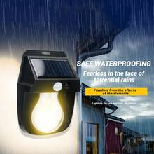 1pc太陽能戶外暖光人體感應壁燈適用於戶外花園別墅照明