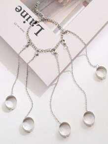 1 vòng tay chuỗi hình học dành cho nam và nữ - Bạc - Xem 7