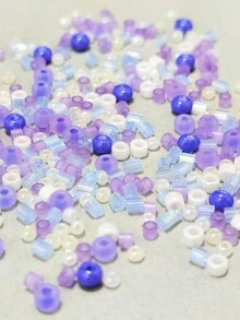 10g混合黑白玻璃種子珠,間隔珠,適用於diy手鍊,項鍊,戒指