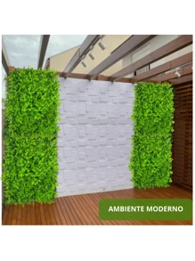 Placa De Grama Eucalipto 40x60 Jardim Vertical Artificial Luxo - Verde - Visão 7