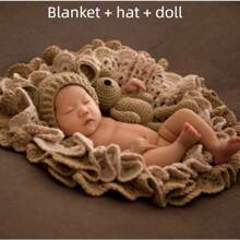 Newborn Photography Props Blanket Knitted Posing Mat Background Photography Accessories Bear And Rabbit Set Baby Photo Baby Shower Family Decorations Gifts Baby Shower Easter Gifts Things For Girls/Boys