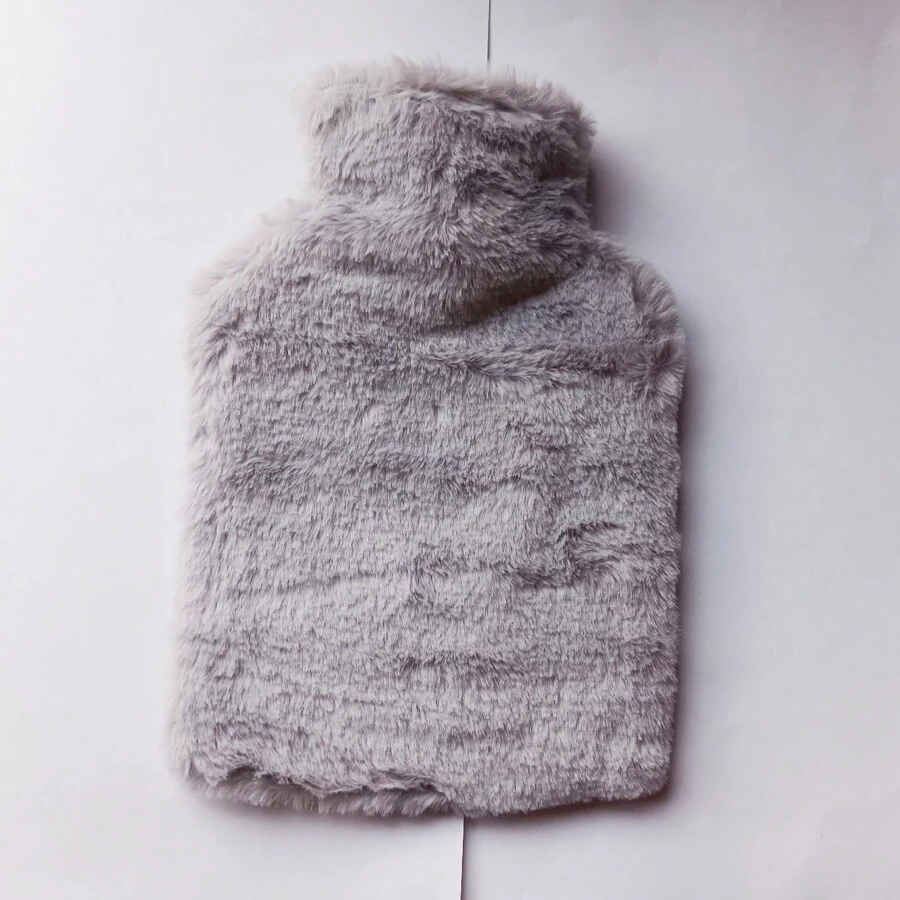 1000ml Plush Thickened Hot Water Bottle - Grey - View 1
