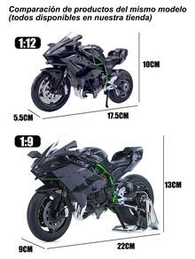 Coleccion Escala Moto Juguete H2r Con Luz Y Sonido Base 22cm - Negro - Ver 8