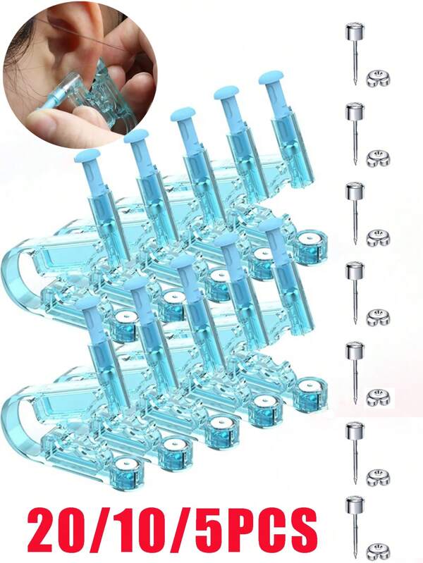 20/10/5 pezzi Kit monouso per piercing all'orecchio con pistola, asettico e sano, facile da usare, perforatore per naso, labbra e orecchie, set di accessori per gioielli da corpo e orecchini