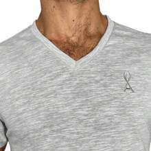 Men's V-Neck Short-Sleeved Lycra T-Shirt - Light Grey - View 1