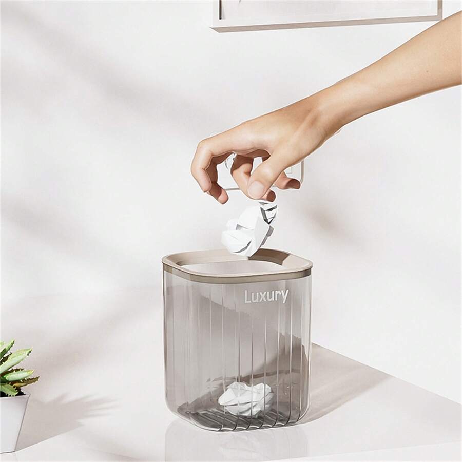 桌面垃圾桶,家庭廚房檯面垃圾桶,客廳小型奢華收納桶,汽車紙質桶,文具收納筒