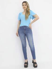 Women Knit Tops - Màu xanh nhạt - Xem 1