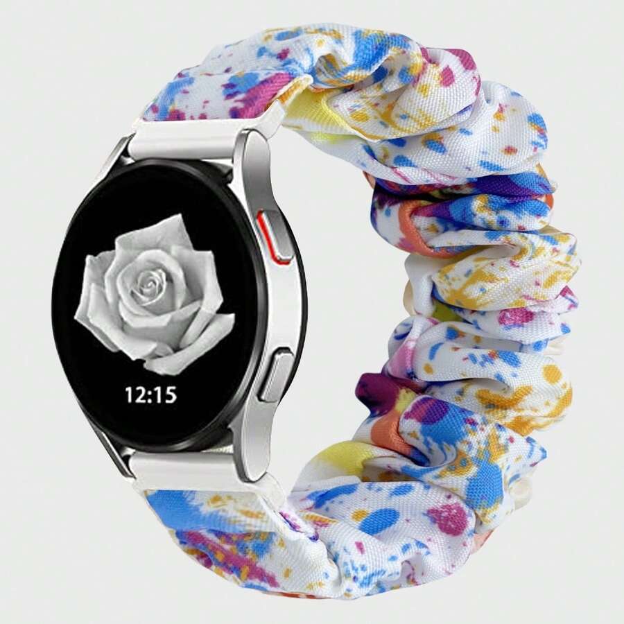 1入組印花百褶飾髮帶和三星手錶帶,適用於三星20mm