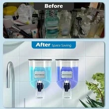 1 件 21 盎司壁掛式漱口水分配器,帶節省空間的浴室支架,漱口水容器浴室配件,浴室收納件