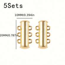 5 件組分層強磁扣鏈扣滑塊管掛鉤用於珠寶製作發現項鍊手鍊連接器 - 彩色 - 查看 8