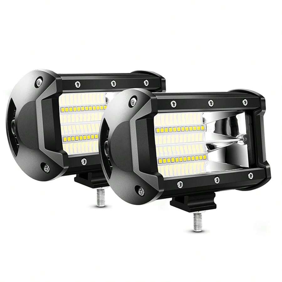 2入組5英寸12v-24v 72w雙排聚光燈白光高亮度10800lm行駛燈霧燈led越野車燈前槓聚光燈車頂燈適用於卡車atv Utv Suv海洋防水led汽車工作燈 - 白色 - 查看 1