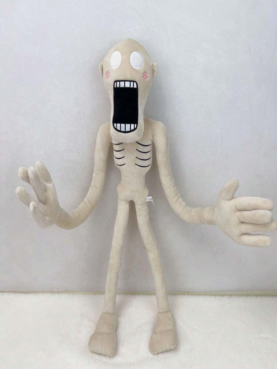 1pc Shy Guy Plush Toy Funny Ticklish Creature Stress Relief Doll, Great Birthday Gift For Friends - Light Grey - View 1