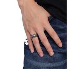 SeuSuk 男士個性化時尚酷精美優雅嘻哈龐克國王圓環首飾類禮品