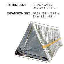 一個戶外露營帳篷 Pe 鋁膜戶外急救帳篷急救毯民事活動救災睡袋銀色 - 銀色 - 查看 2