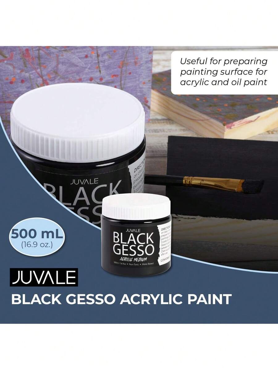 Gesso Acrylic Paint for Arts & Crafts (16.9oz, 500ml, Black) SHEIN USA