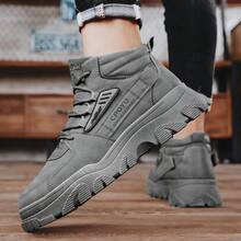 Men's Motorcycle Boots Fashionable Warm Breathable Anti-slip Snow Boots - Grey - View 4