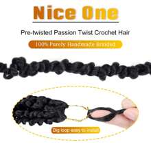 1 Pack 12 Strands Ombre Brown Pre-Looped Passion Twists Braiding Synthetic Hair 12 Inch, Pre-Twisted, Short Crochet Passion Twist Hair Extensions For Women - Ombre - View 4