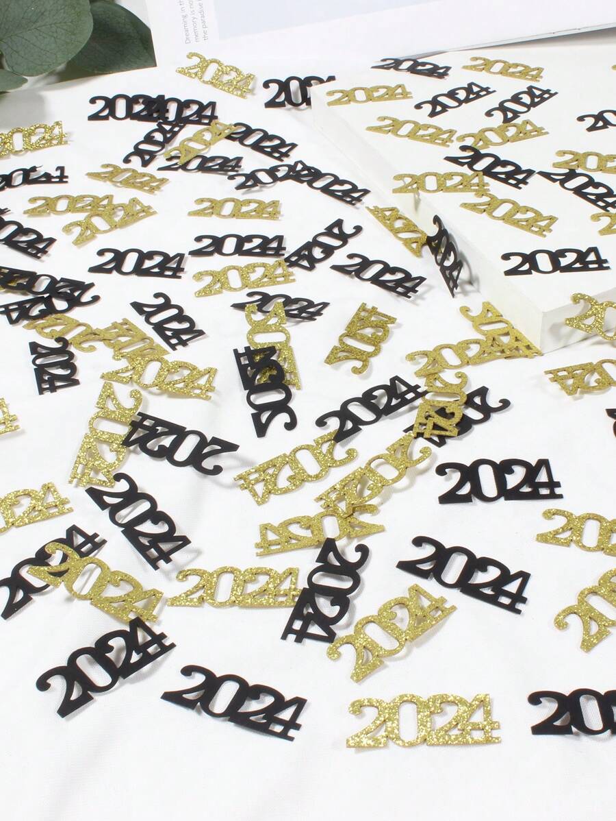 Bộ 100 hạt kim tuyến số 2024 màu đen và vàng, trang trí bàn tiệc lấp lánh số 2026 cho lễ tốt nghiệp, tiệc khóa 2026, sinh nhật và kỷ niệm. - Nhiều màu - Xem 1