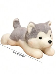 1只可愛的哈士奇或阿拉斯加馬拉穆特狗狗形狀的毛絨枕頭,蓬鬆的動物玩具,可作為睡覺的伴侶 - 灰色 - 查看 9