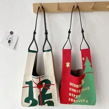 1 件聖誕新年禮物針織包女式韓式百搭紅色手提包、手提包、單肩包 - 紅綠色 - 查看 5