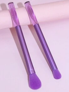 2pcs Makeup Brushes Set With Purple Crystal Handle & Long Tube Designed For Eye Shadow,Brush Set,Makeup Brush Kit,Make Up Brush Set,Make Up Set Complete,Makeup Brush Set,Complete Makeup Kit,Brush Kit,Brushes Makeup Set,Makeup Gift Set - Purple - View 3