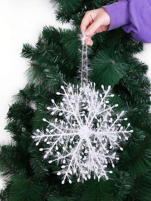 3 piezas Decoraciones navideñas Copos de nieve de imitación de plástico Adornos colgantes, Decoración del árbol de Navidad, Decoración ambiental festiva, Decoraciones para el hogar y ventanas, Navidad