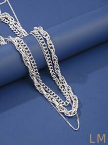 Collar De Capas Múltiples Para Mujer - Plateado - Ver 4