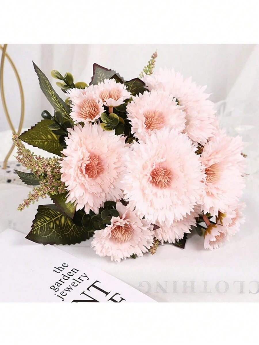 1束復古仿真牡丹絲花結婚家居裝飾戶外防uv假植物,室內外掛花盆,家庭花園裝飾結婚花束裝飾,家庭廚房花園派對桌面花藝diy