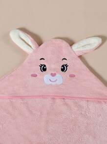 1pc Unisex Hooded Coral Fleece Bathrobe For Baby, Soft, Quick-Drying, And Highly Absorbent, Suitable For Home, Beach, Four Seasons Love Valentine