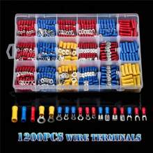 1200pcs Electrical Connector Kit Automotive Insulated Fork Spade Crimp Termianl Electrical Wire Cold-Pressure Connectors Assortment Kit - Red - View 1