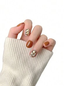 純手工光療可穿戴式指甲油製成的成品,可重複使用的修指甲貼,可拆卸 - 彩色 - 查看 2