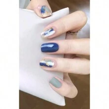 全包覆指甲貼紙1片,14張自粘式凝膠指甲貼紙,防水耐用3d時尚指甲貼紙,適用於女性、女孩、家庭慶祝、舞會、假期、旅行、快速修甲,粉色閃亮,附有指甲文件