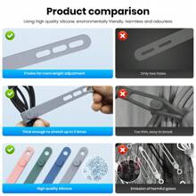 TOPK 硅胶扎带，可重复使用电缆管理整理器，电缆扎带，线束，多用途弹性线整理器，用于捆绑和固定电缆线电线电缆整理器