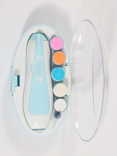 1Set Baby Multifunctional Nail File Electric For Infant Toddler Kids, 6 Grinding Heads, 4 Speeds, Toes Fingernails Care