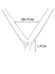 1 件歐美風格時尚甜美蝴蝶字母吊墜項鍊適合日常佩戴 - 銀色 - 查看 7