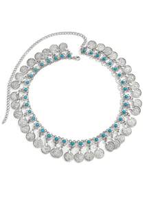 1 Miếng Phụ nữ Phong cách Bohemian Màu bạc Xanh Ngọc bích Huy hiệu tiền xu) Dây chuyền thắt lưng Thích hợp Đối với Mặc hàng ngày - Bạc - Xem 6