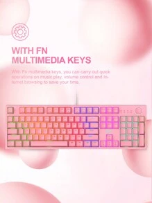HAVIT KB871L 104 Keys PC Computer Playing Wired USB Colorful RGB Pink Games Mechanical Gaming Keyboards - Pink - View 4