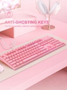 HAVIT KB871L 104 Keys PC Computer Playing Wired USB Colorful RGB Pink Games Mechanical Gaming Keyboards - Pink - View 3