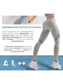 ONDA SHOP Leggins Deportivos Para Mujer Mallas Deportivas Gym Dama Sport easify - Gris - Ver 5