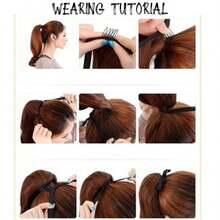 馬尾女性長直髮假髮,馬尾高溫絲黑色假髮,長款女士髮飾帶式頭飾配件