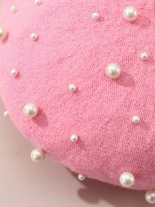 1pc Girls' Autumn & Winter Beret Hat For Daily Wear - Pink - View 4