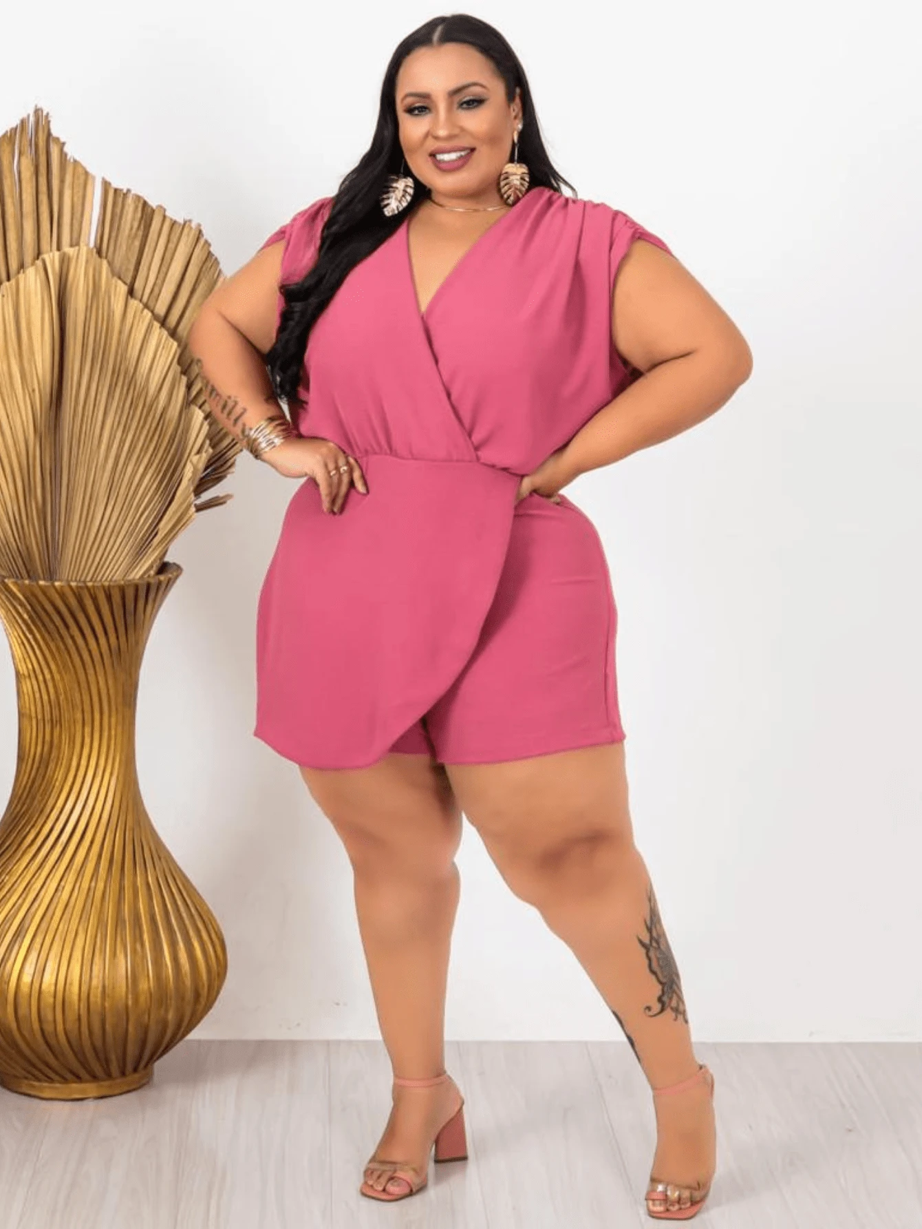 Plus Size Jumpsuits - Màu hồng nhạt - Xem 1