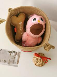 1 件卡其色繩寵物用品收納籃,用於整理寵物玩具、零食和衣服,在家廚房、臥室、衣櫃或桌上