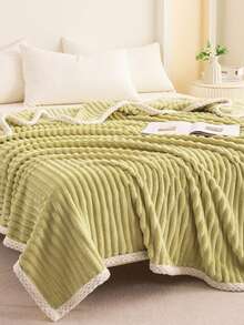 Dày lên Màu thuần Chăn lông cừu Đa chức năng Che phủ , Dày Polyester Chất xơ Với Edging , Nhiều loại Kích thước Đối với Chi tiết Và Mềm mại , Thích hợp Đối với Phòng khách , Phòng ngủ , Nhà  Sử dụng - Màu xanh Bạc hà - Xem 5